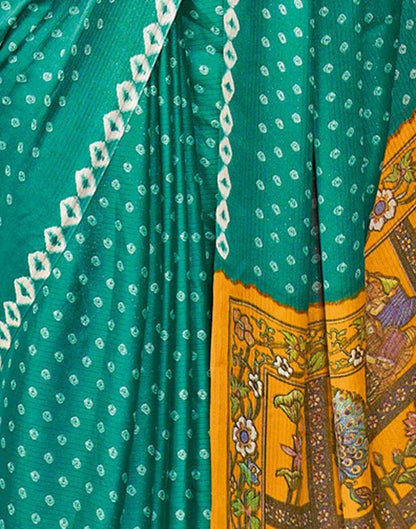 Turquoise Green Chiffon Zari Saree | Leemboodi