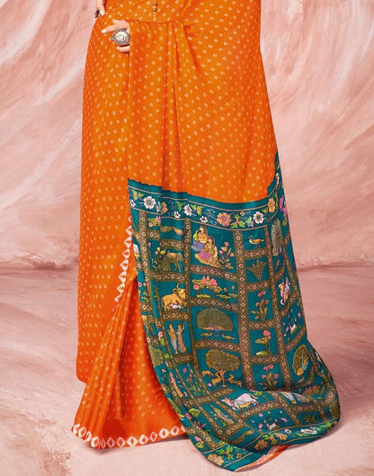 Orange Chiffon Zari Saree | Leemboodi