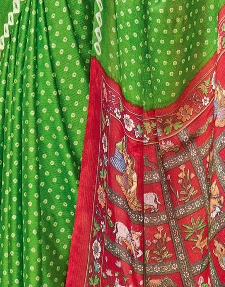 Parrot Green Chiffon Zari Saree | Leemboodi