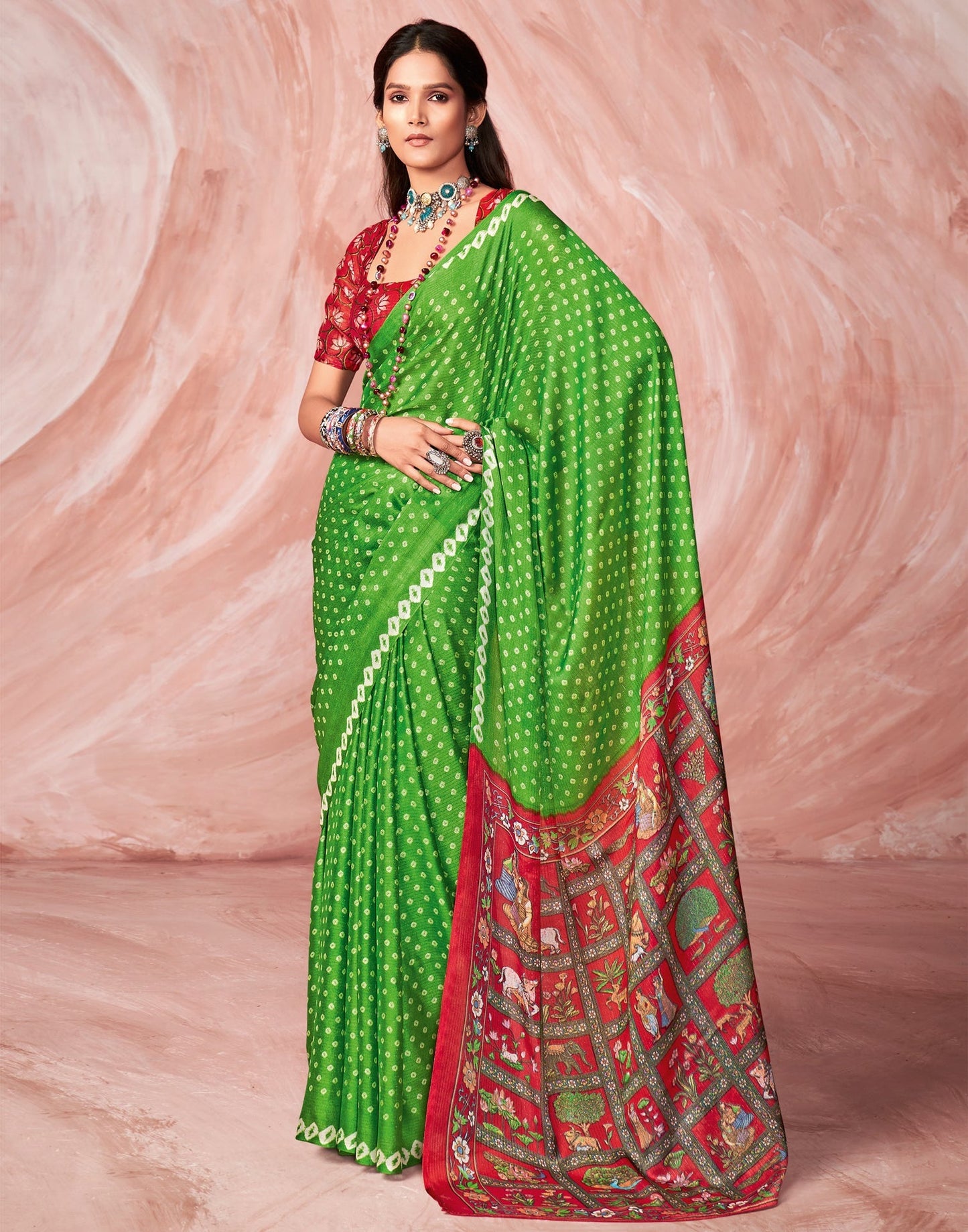 Parrot Green Chiffon Zari Saree | Leemboodi