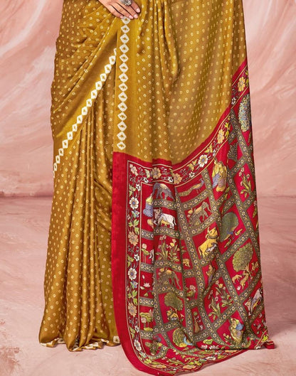 Dark Mustard Yellow Chiffon Zari Saree | Leemboodi