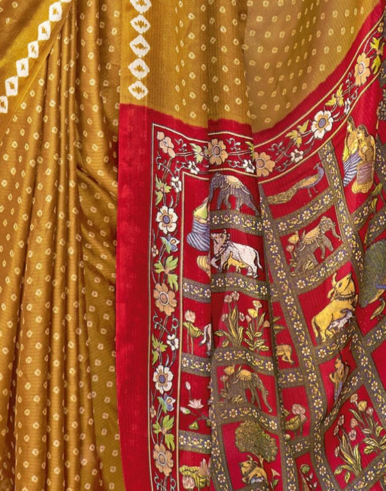 Dark Mustard Yellow Chiffon Zari Saree | Leemboodi