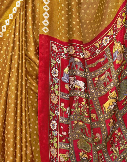 Dark Mustard Yellow Chiffon Zari Saree | Leemboodi