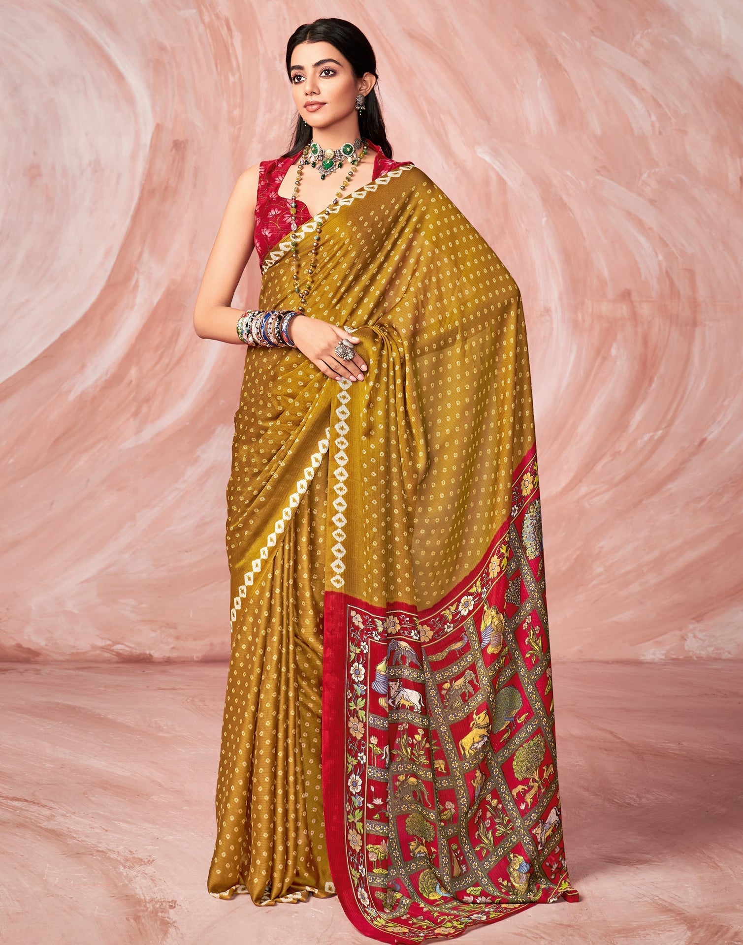 Dark Mustard Yellow Chiffon Zari Saree | Leemboodi