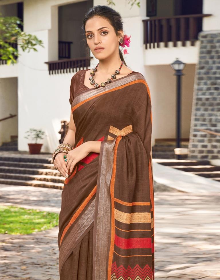 Brown Linen Saree | Leemboodi