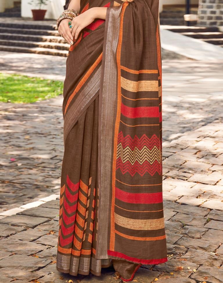 Brown Linen Saree | Leemboodi