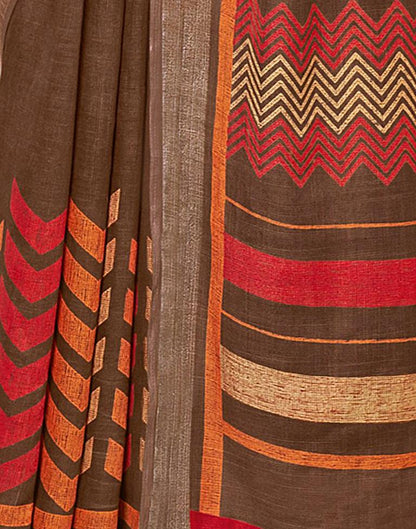 Brown Linen Saree | Leemboodi