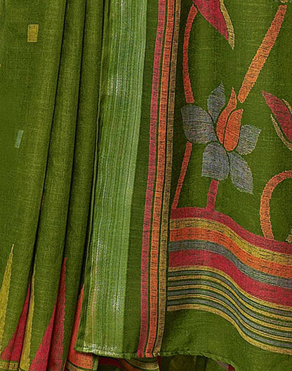 Green Linen Saree | Leemboodi