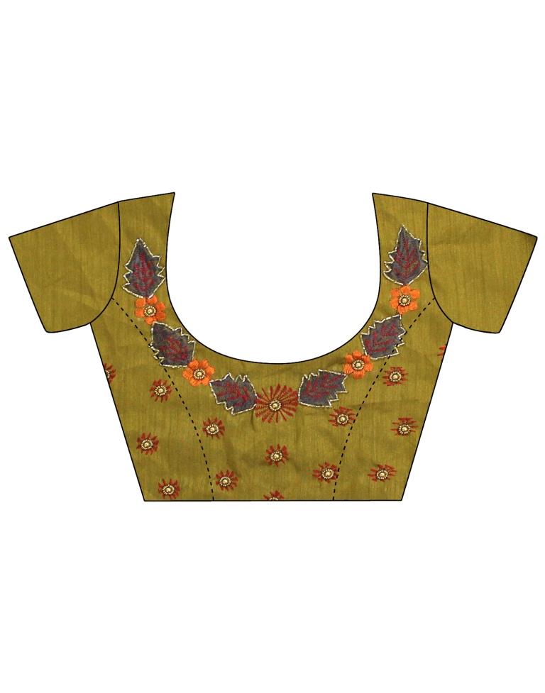 Green Linen Saree | Leemboodi