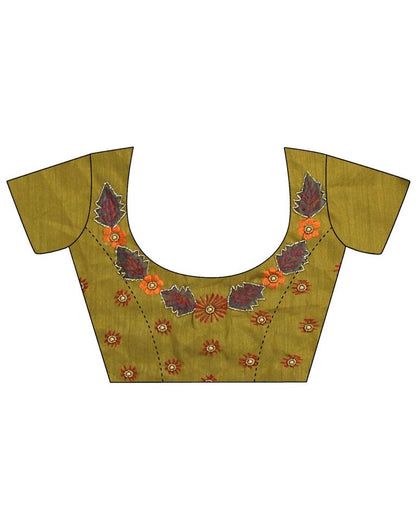 Green Linen Saree | Leemboodi