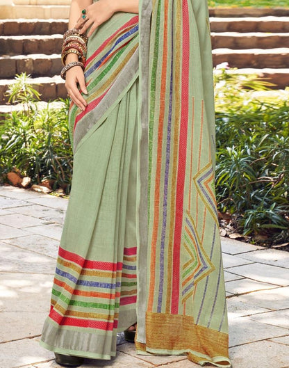 Light Green Linen Saree | Leemboodi
