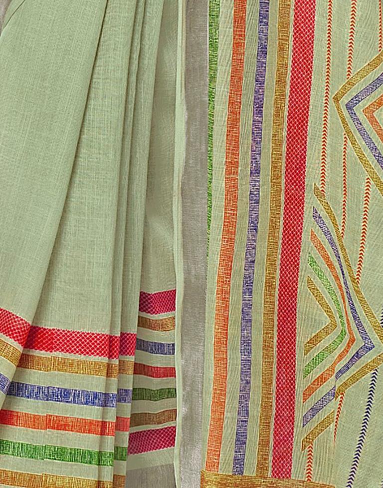 Light Green Linen Saree | Leemboodi
