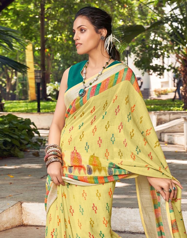 Yellow Linen Saree | Leemboodi