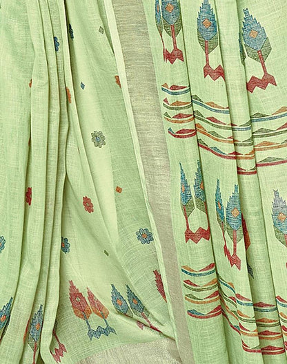 Mint Green Linen Saree | Leemboodi