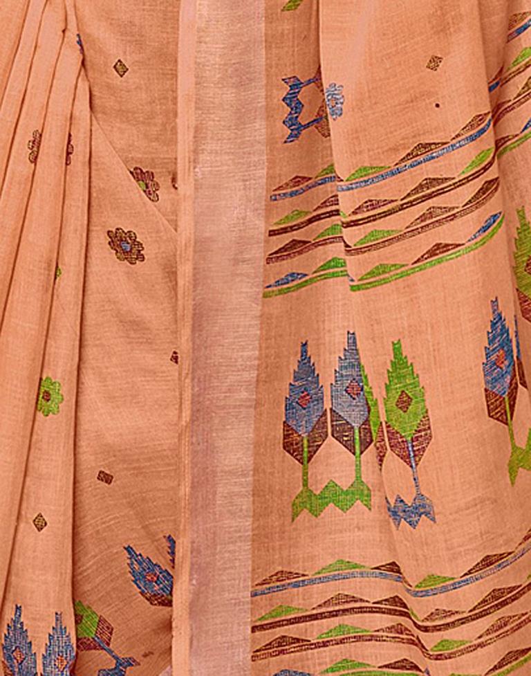 Peach Linen Saree | Leemboodi