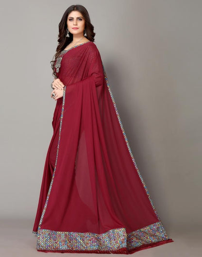 Maroon Plain Saree | Sudathi