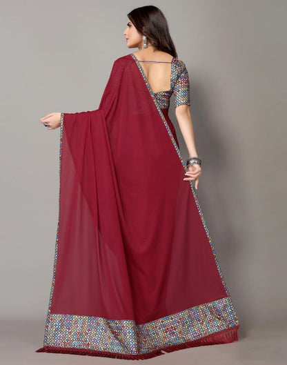 Maroon Plain Saree | Sudathi