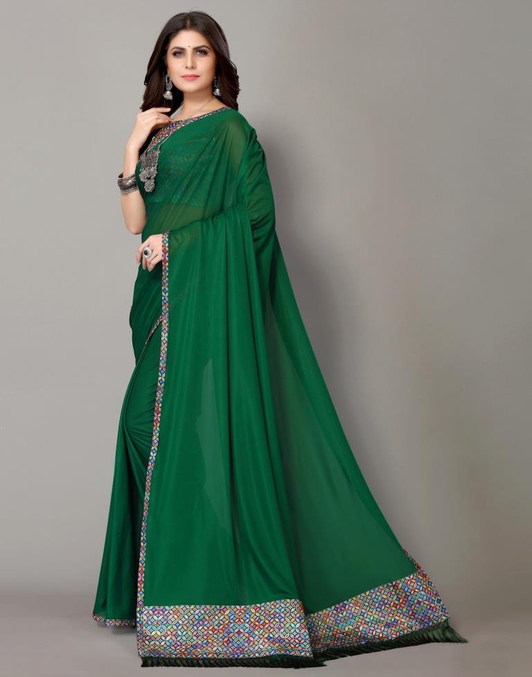 Green Plain Saree | Sudathi