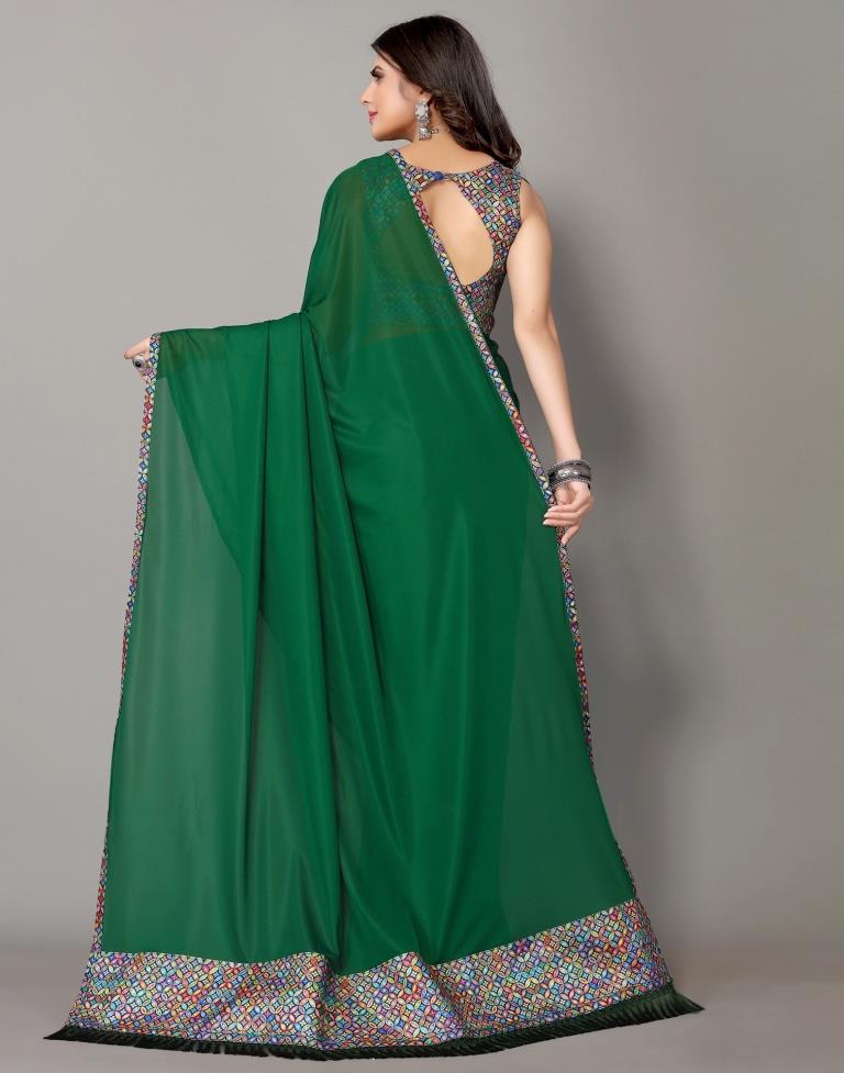 Green Plain Saree | Sudathi