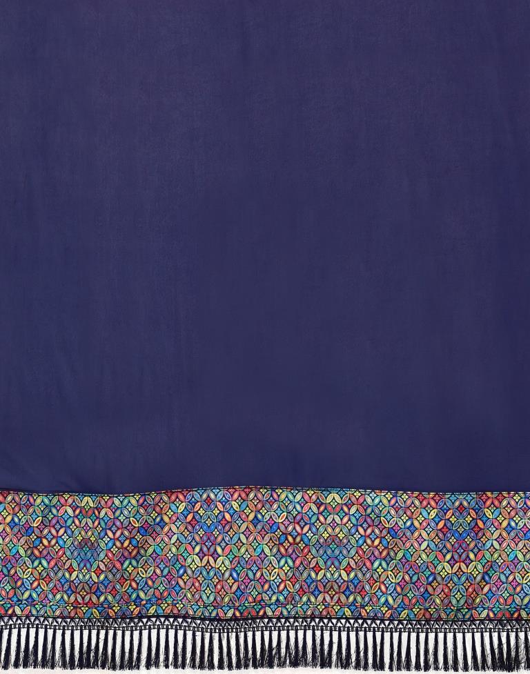 Navy Blue Plain Saree | Sudathi