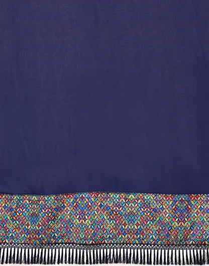 Navy Blue Plain Saree | Sudathi