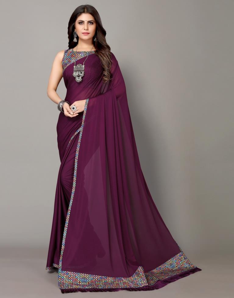 Wine Plain Saree | Sudathi