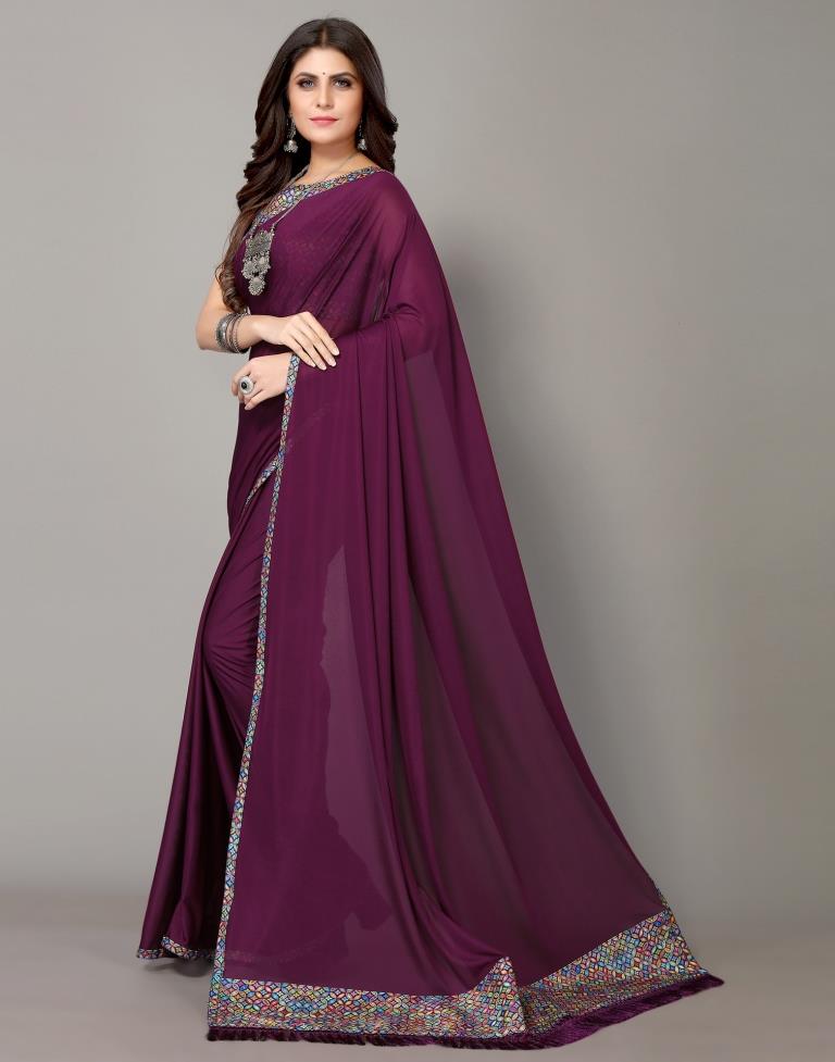 Wine Plain Saree | Sudathi