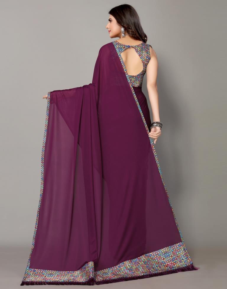 Wine Plain Saree | Sudathi