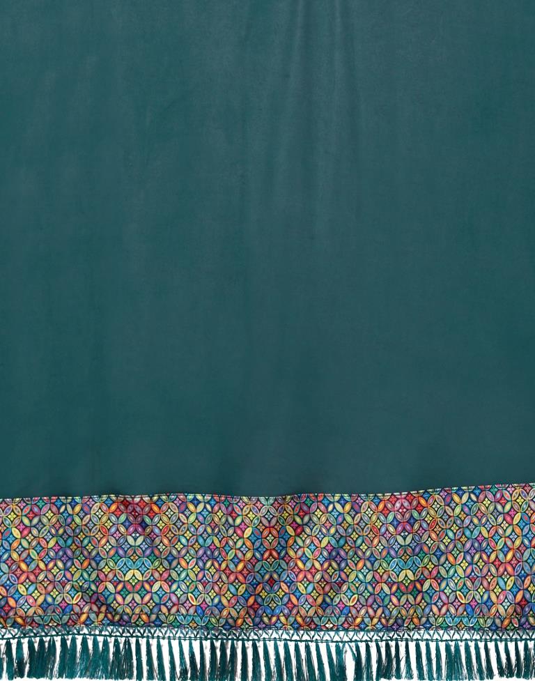 Teal Blue Plain Saree | Sudathi