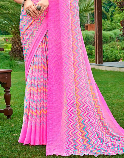 Pink Printed Saree | Sudathi
