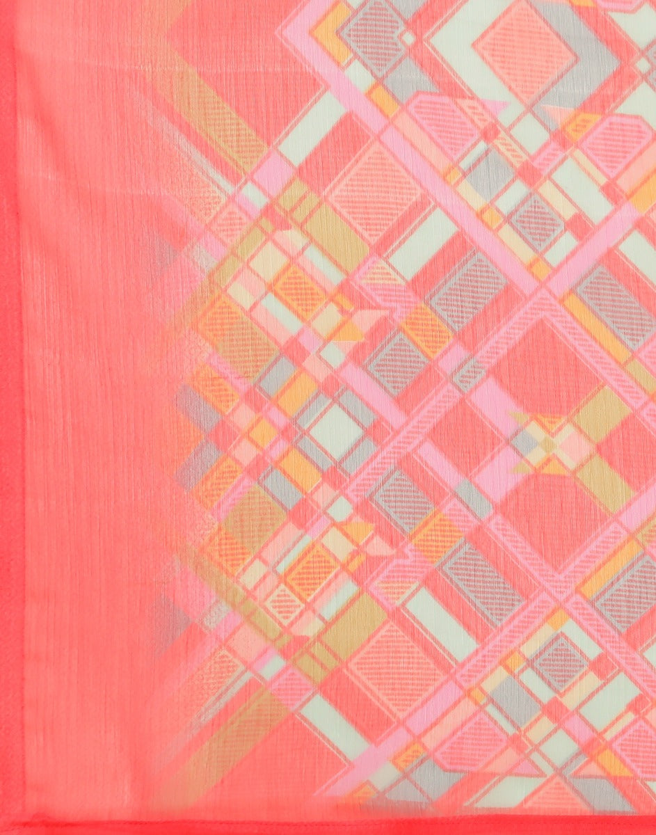 Pink And Multicolour Printed Saree | Leemboodi