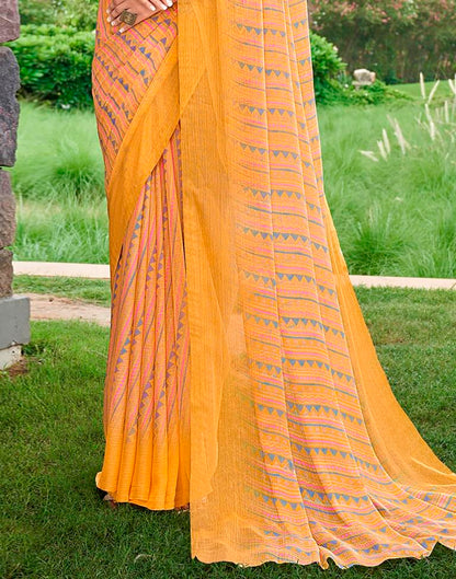 Mustard Yellow Printed Saree | Sudathi