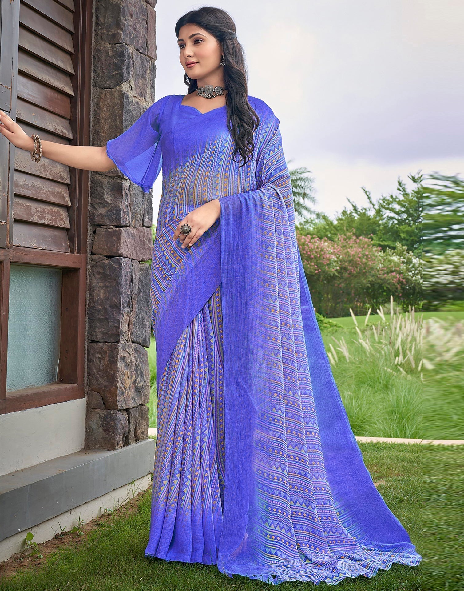 Purple Printed Saree | Sudathi