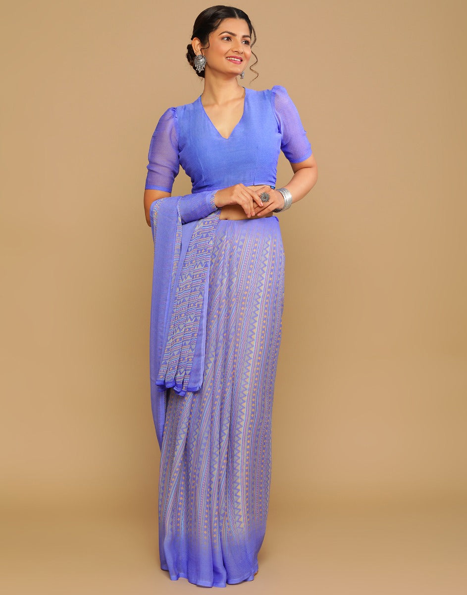 Purple Printed Saree | Sudathi