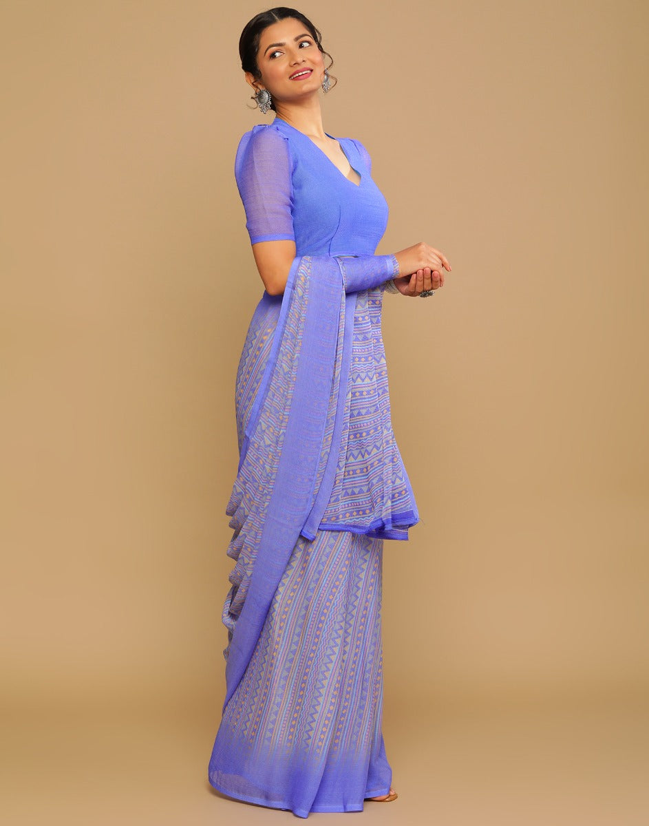 Purple Printed Saree | Sudathi