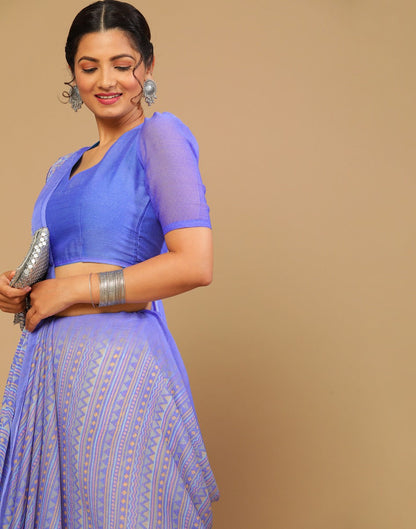 Purple Printed Saree | Sudathi