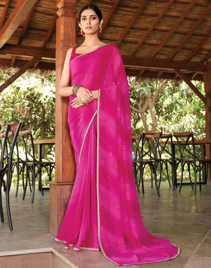 Hot Pink Printed Saree | Leemboodi