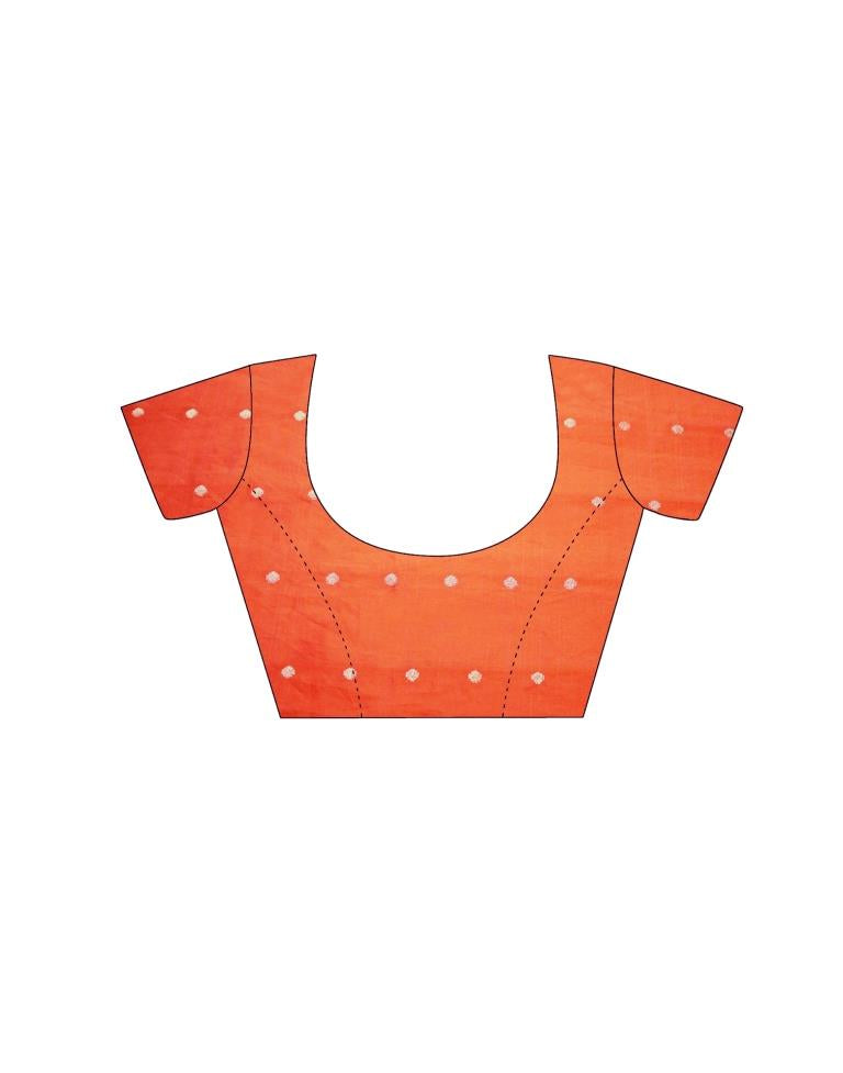 Coral Orange Printed Saree | Leemboodi