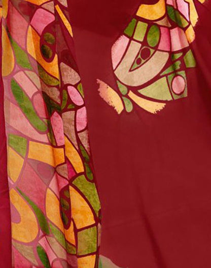 Maroon Printed Saree | Leemboodi