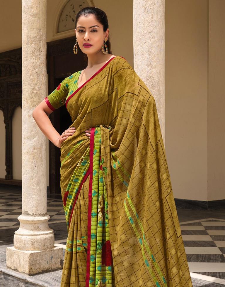 Brown Printed Saree | Leemboodi
