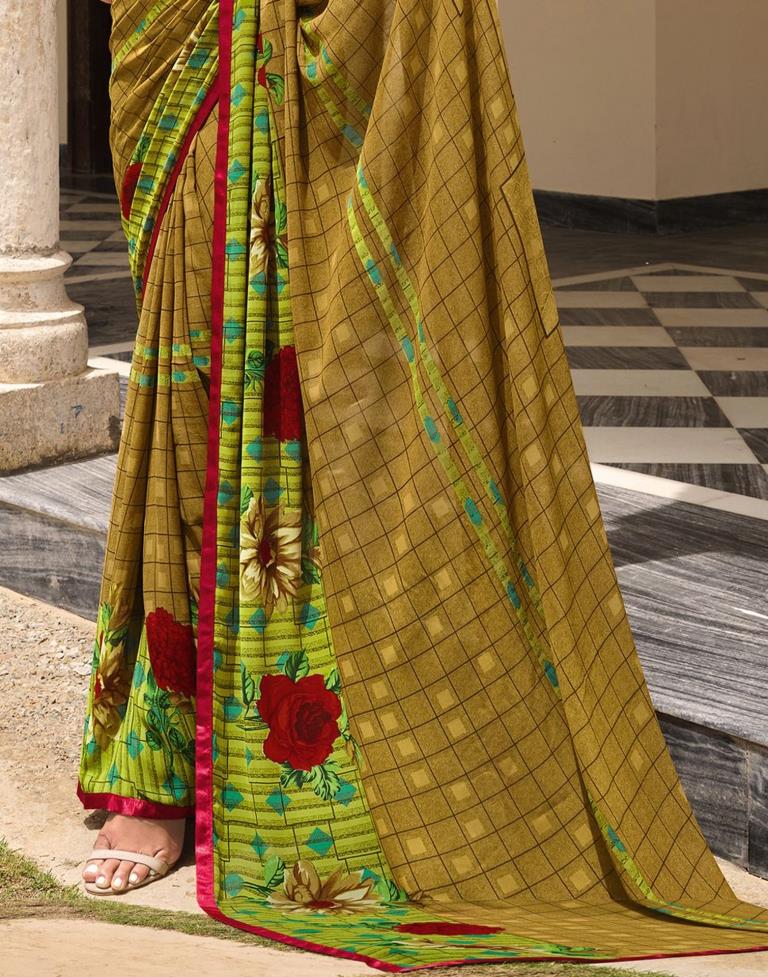 Brown Printed Saree | Leemboodi