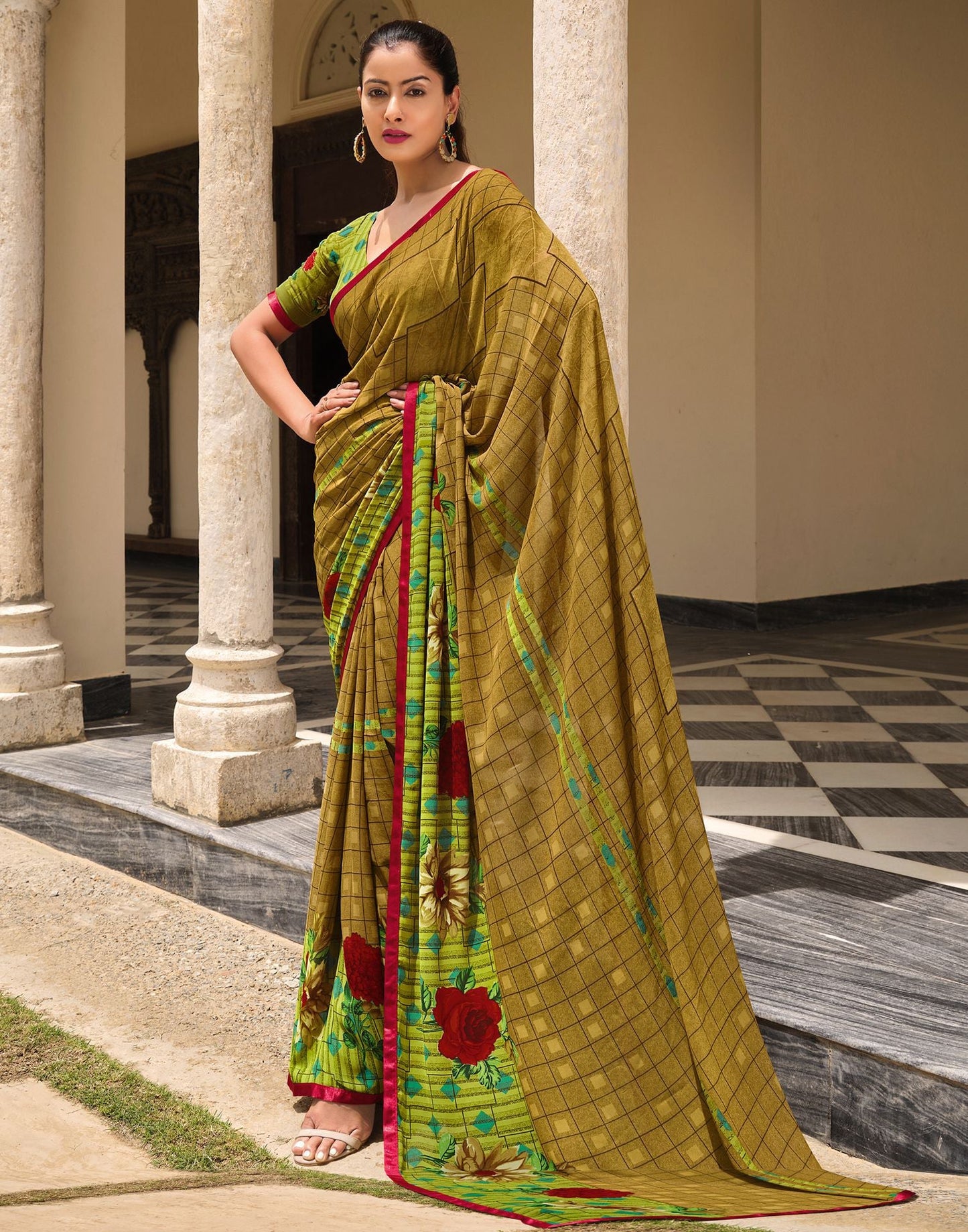 Brown Printed Saree | Leemboodi