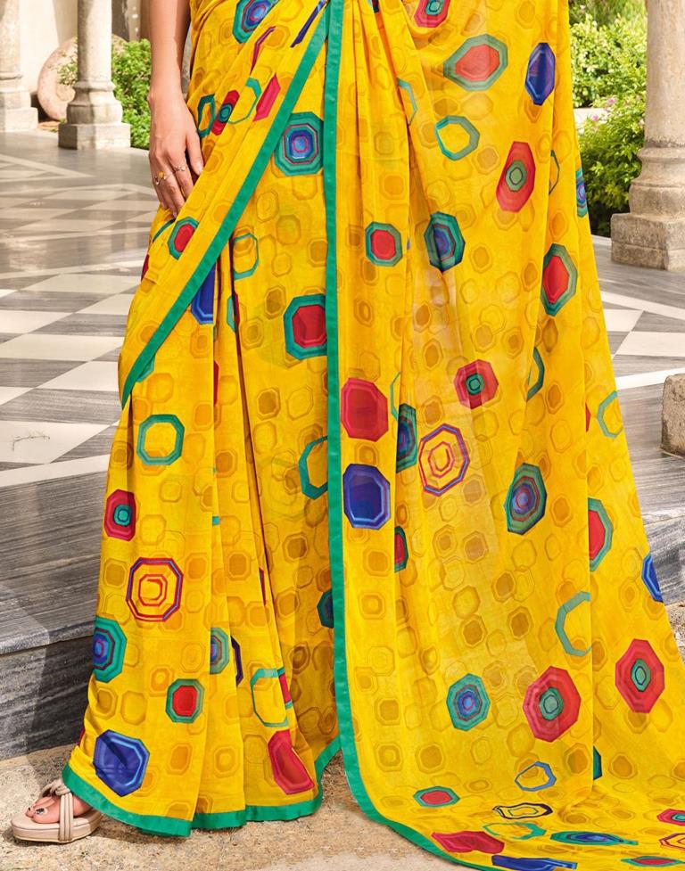 Yellow Printed Saree | Leemboodi