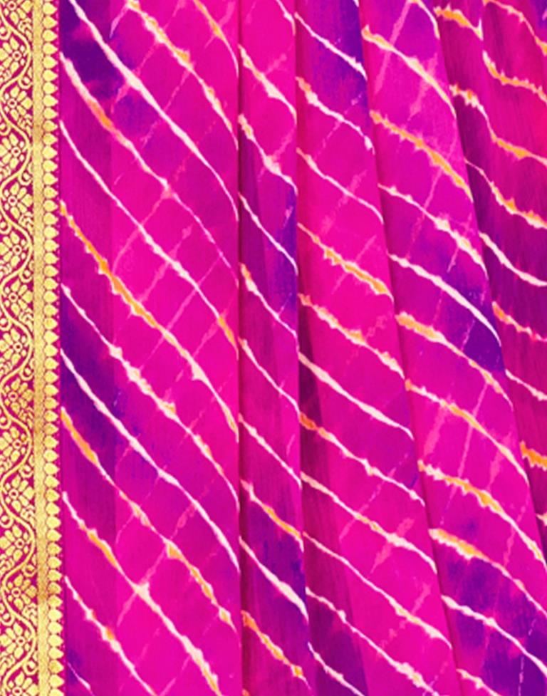 Pink AND Purple Leheriya Printed Saree | Leemboodi