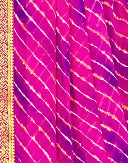 Pink AND Purple Leheriya Printed Saree | Leemboodi