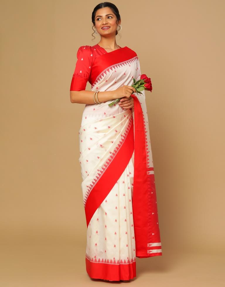 Off White Banarasi Silk Saree | Leemboodi