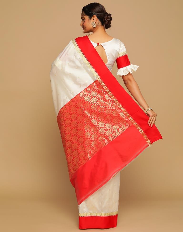 Cream Banarasi Silk Saree | Leemboodi