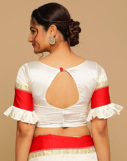 Cream Banarasi Silk Saree | Leemboodi