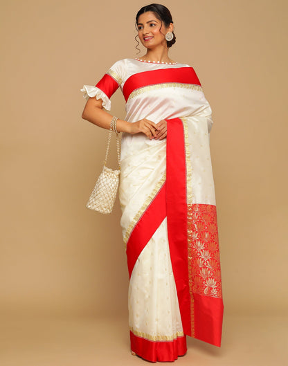 Cream Banarasi Silk Saree | Leemboodi