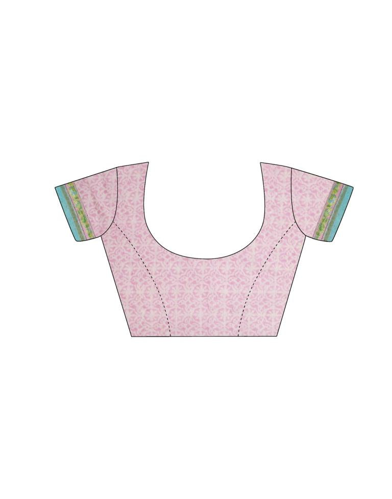 Light Turquoise Printed Saree | Leemboodi